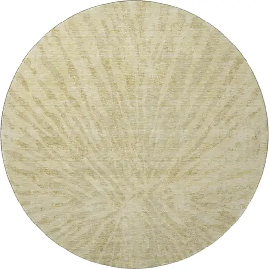 8' Wheat And Beige Zebra Print Washable Round Rug With UV Protection Photo 3