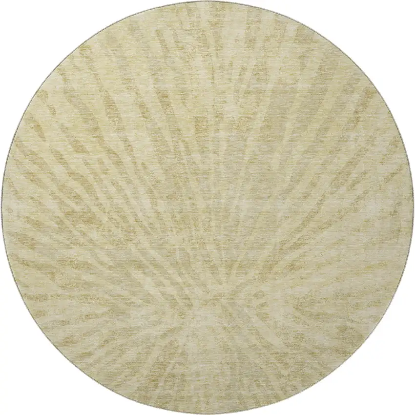 8' Wheat And Beige Zebra Print Washable Round Rug With UV Protection Photo 3