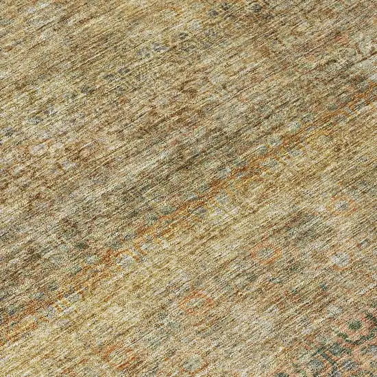 8' Wheat And Brown Round Striped Washable Indoor Outdoor Area Rug Photo 8