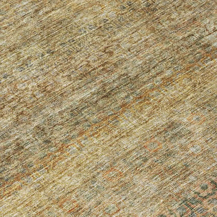 8' Wheat And Brown Round Striped Washable Indoor Outdoor Area Rug Photo 8
