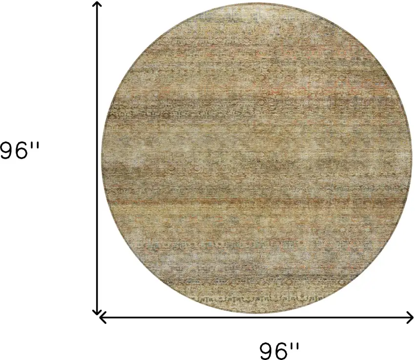 8' Wheat And Brown Round Striped Washable Indoor Outdoor Area Rug Photo 3