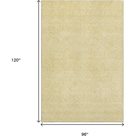 8' Wheat And Gold Geometric Washable Area Rug With UV Protection Photo 7