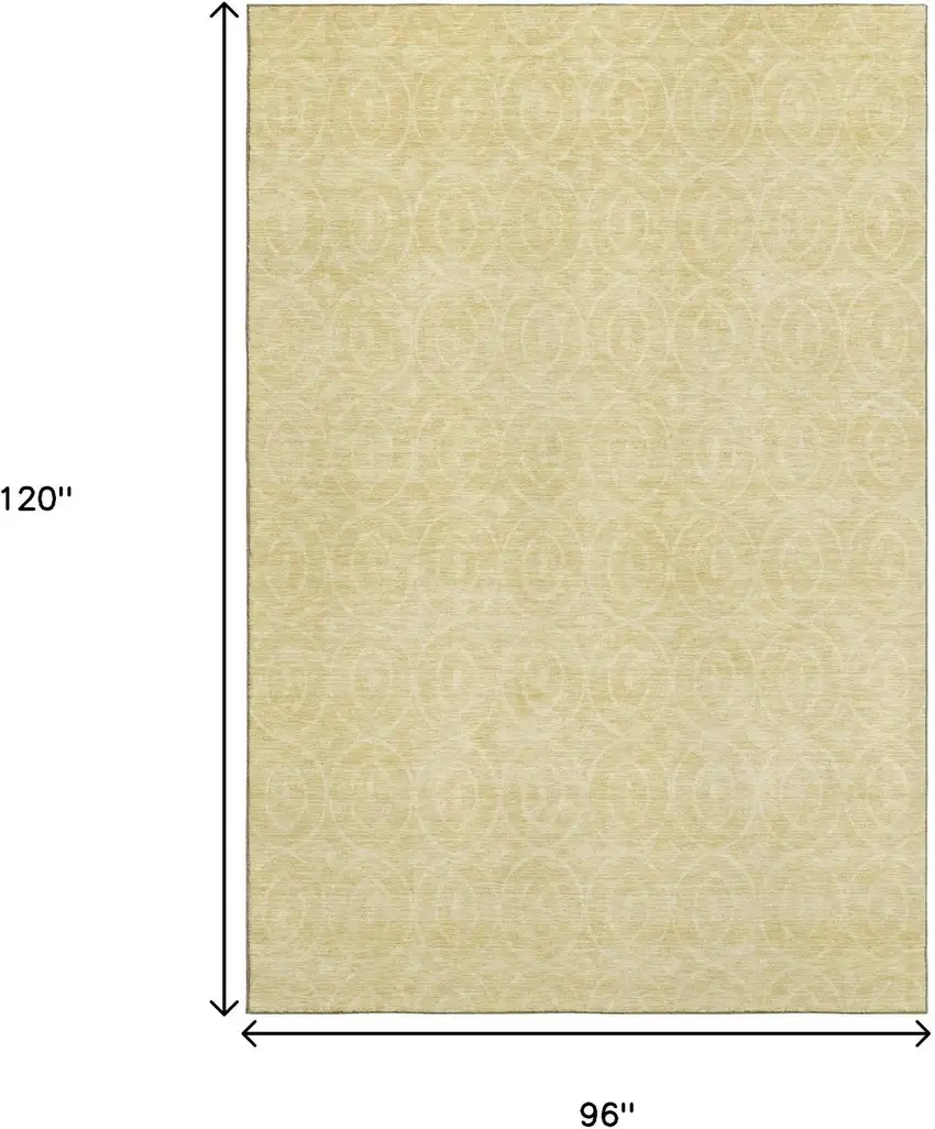 8' Wheat And Gold Geometric Washable Area Rug With UV Protection Photo 7