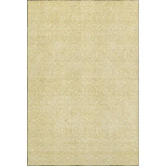 8' Wheat And Gold Geometric Washable Area Rug With UV Protection Photo 1