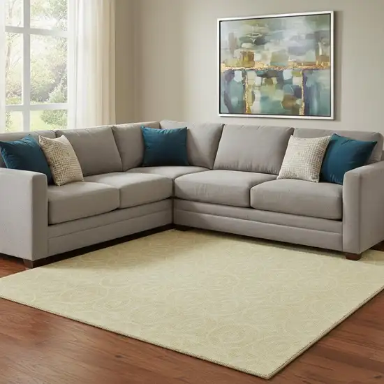 8' Wheat And Gold Geometric Washable Area Rug With UV Protection Photo 2