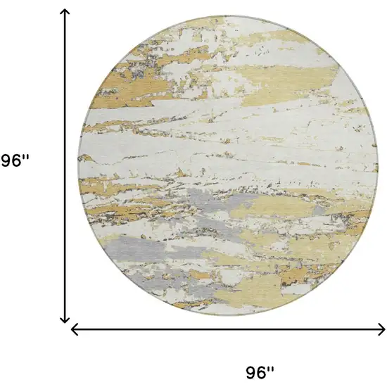 8' Wheat And Gold Round Abstract Washable Indoor Outdoor Area Rug Photo 5