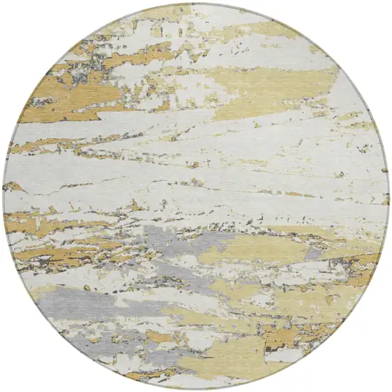 8' Wheat And Gold Round Abstract Washable Indoor Outdoor Area Rug Photo 2