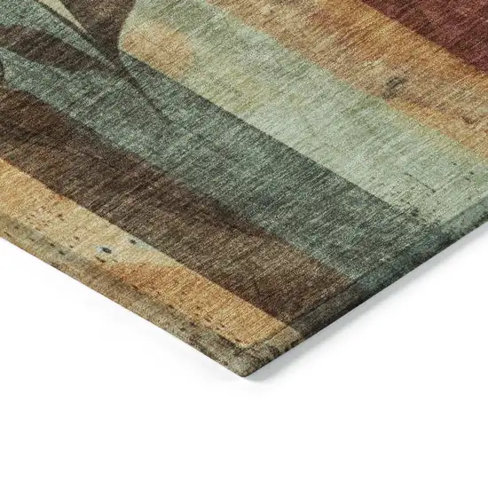 8' Wheat And Gold Round Floral Washable Indoor Outdoor Area Rug Photo 8