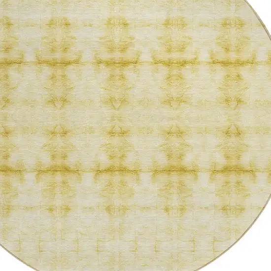 8' Wheat And Gold Round Geometric Washable Indoor Outdoor Area Rug Photo 4