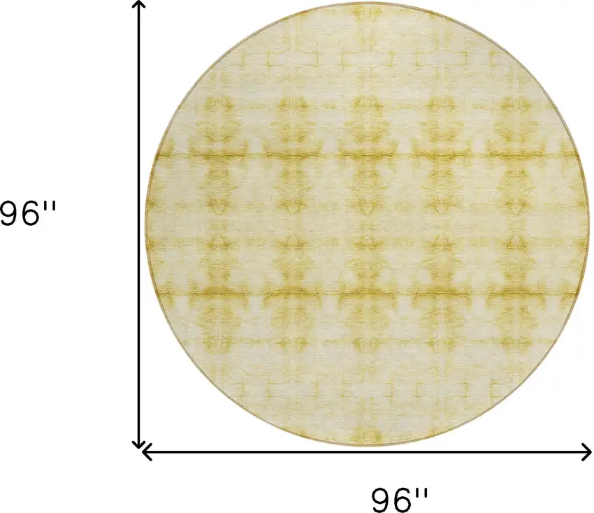 8' Wheat And Gold Round Geometric Washable Indoor Outdoor Area Rug Photo 3