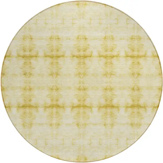 8' Wheat And Gold Round Geometric Washable Indoor Outdoor Area Rug Photo 2
