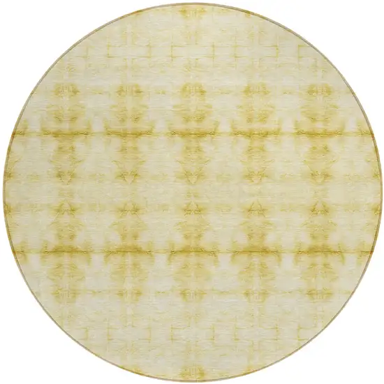 8' Wheat And Gold Round Geometric Washable Indoor Outdoor Area Rug Photo 2
