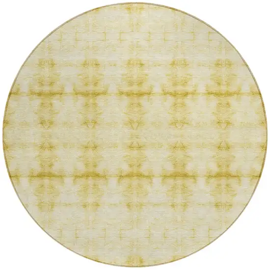 8' Wheat And Gold Round Geometric Washable Indoor Outdoor Area Rug Photo 5