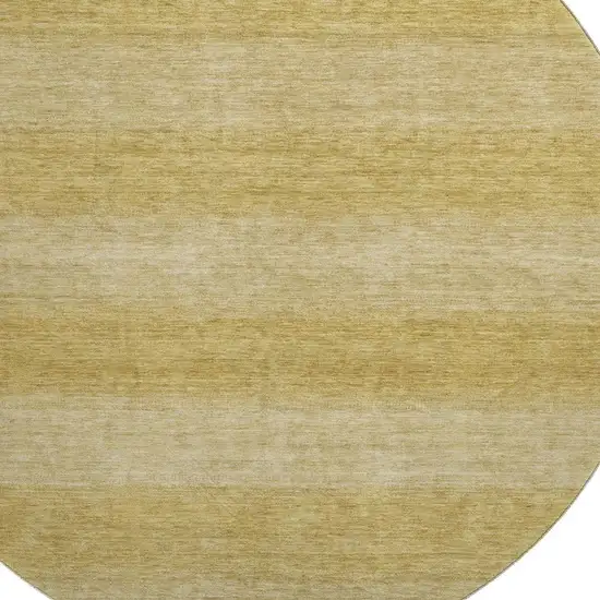 8' Wheat And Gold Striped Washable Round Rug With UV Protection Photo 3