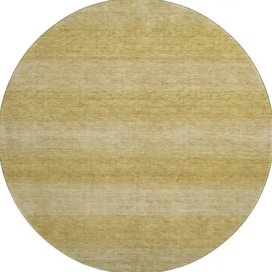 8' Wheat And Gold Striped Washable Round Rug With UV Protection Photo 3