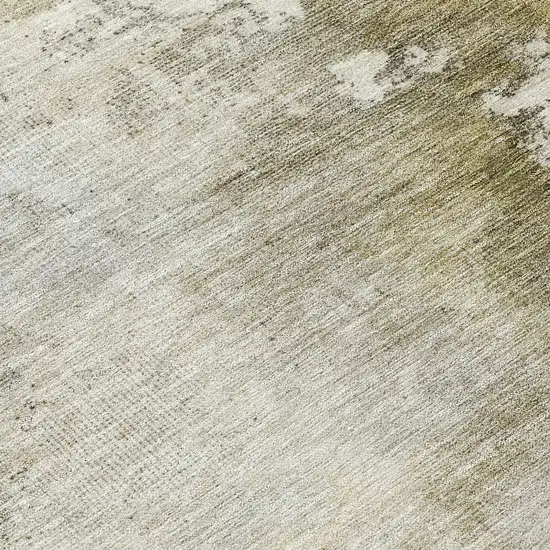 8' Wheat And Gray Round Abstract Washable Indoor Outdoor Area Rug Photo 8