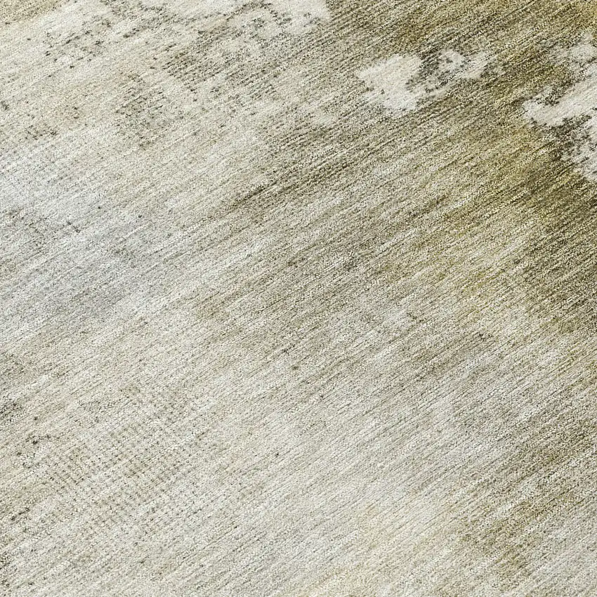 8' Wheat And Gray Round Abstract Washable Indoor Outdoor Area Rug Photo 8