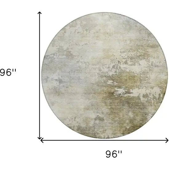 8' Wheat And Gray Round Abstract Washable Indoor Outdoor Area Rug Photo 3