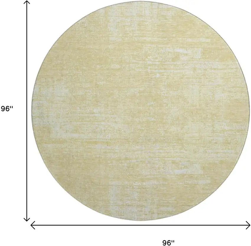 8' Wheat And Ivory Abstract Washable Round Rug With UV Protection Photo 9