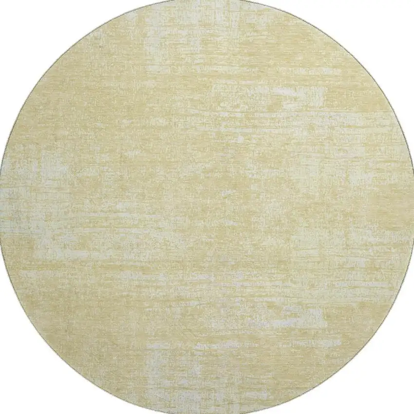 8' Wheat And Ivory Abstract Washable Round Rug With UV Protection Photo 3