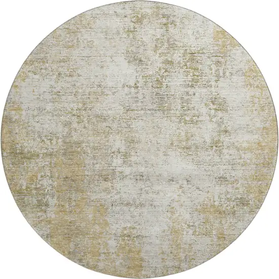 8' Wheat And Ivory Abstract Washable Round Rug With UV Protection Photo 1