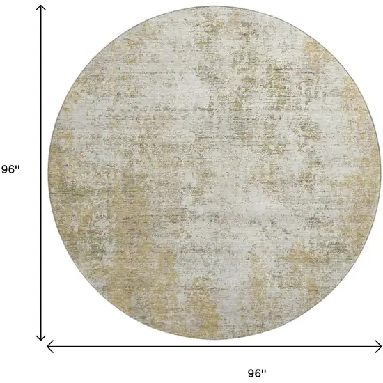 8' Wheat And Ivory Abstract Washable Round Rug With UV Protection Photo 9