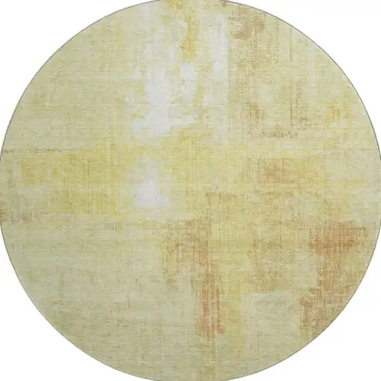 8' Wheat And Ivory Abstract Washable Round Rug With UV Protection Photo 3