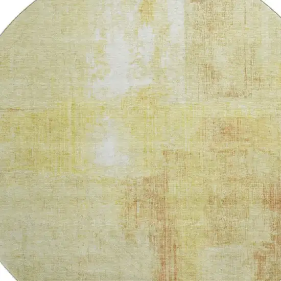 8' Wheat And Ivory Abstract Washable Round Rug With UV Protection Photo 2