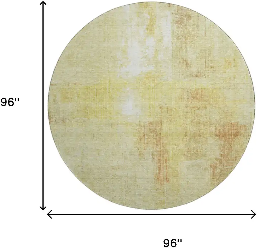 8' Wheat And Ivory Abstract Washable Round Rug With UV Protection Photo 9