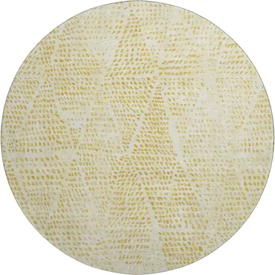 8' Wheat And Ivory Diamond Washable Round Rug With UV Protection Photo 1