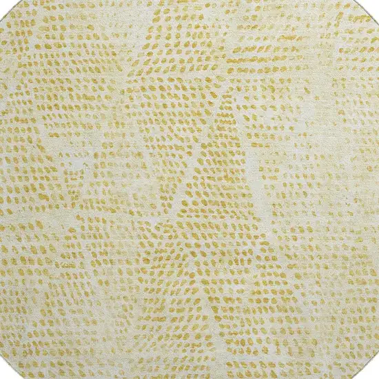 8' Wheat And Ivory Diamond Washable Round Rug With UV Protection Photo 3