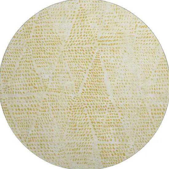8' Wheat And Ivory Diamond Washable Round Rug With UV Protection Photo 4