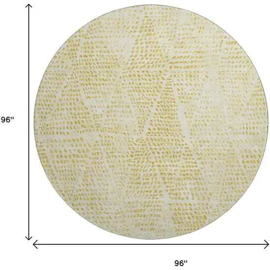 8' Wheat And Ivory Diamond Washable Round Rug With UV Protection Photo 3