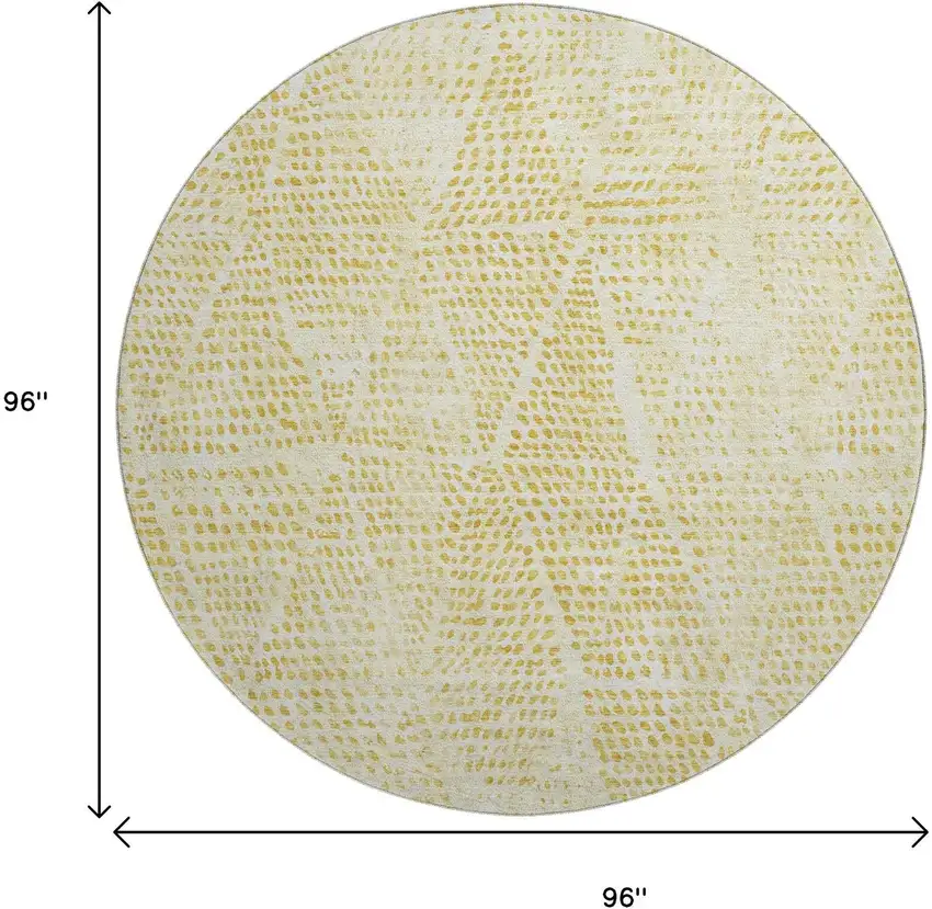8' Wheat And Ivory Diamond Washable Round Rug With UV Protection Photo 3