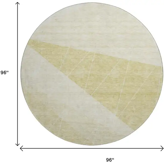 8' Wheat And Ivory Geometric Washable Round Rug With UV Protection Photo 9