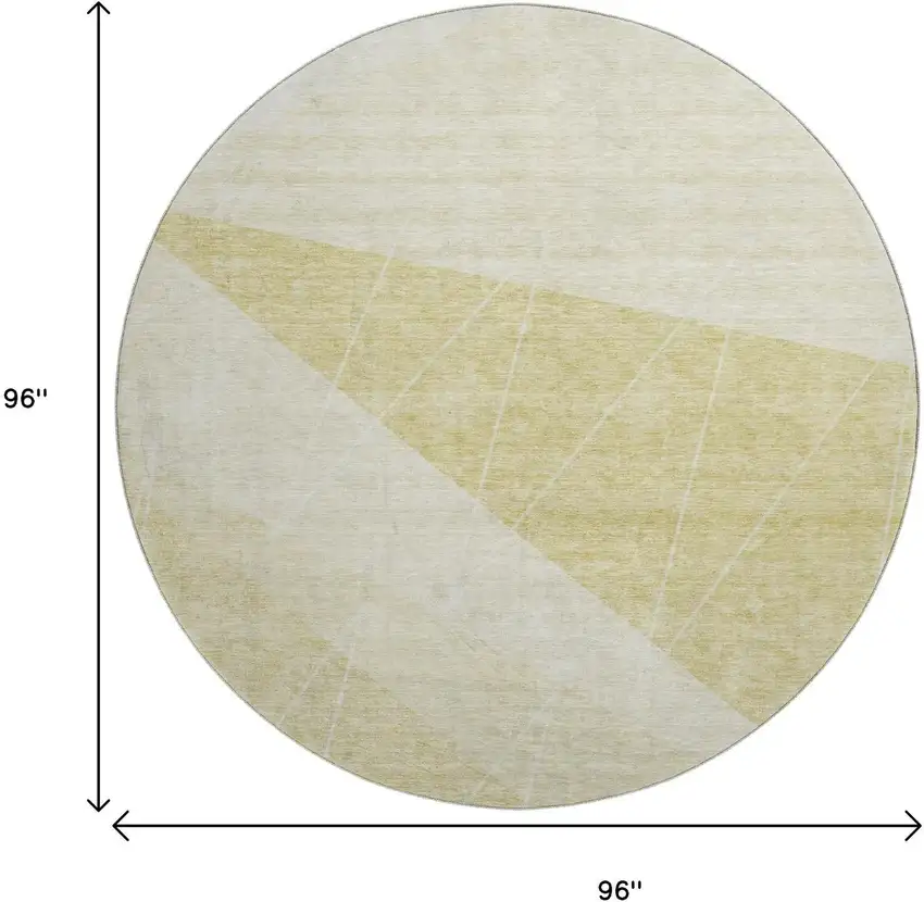 8' Wheat And Ivory Geometric Washable Round Rug With UV Protection Photo 9