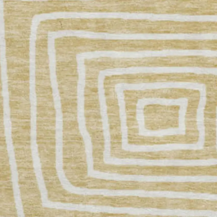 8' Wheat And Ivory Geometric Washable Round Rug With UV Protection Photo 2