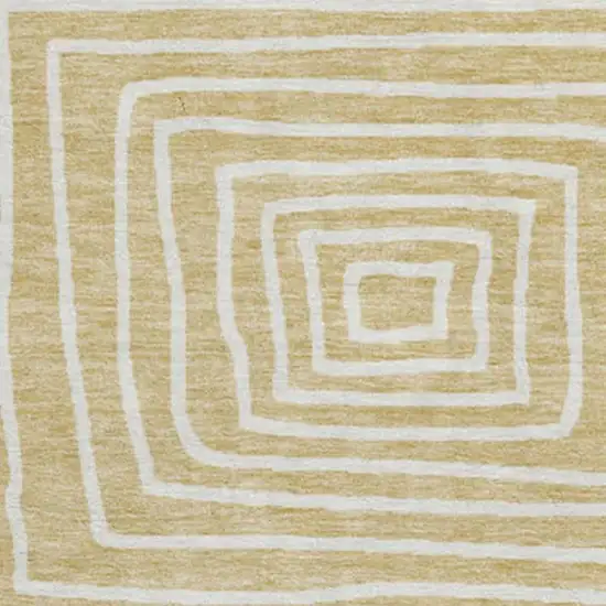 8' Wheat And Ivory Geometric Washable Round Rug With UV Protection Photo 3