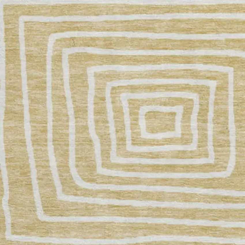 8' Wheat And Ivory Geometric Washable Round Rug With UV Protection Photo 3