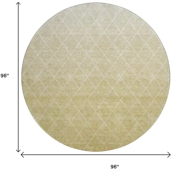 8' Wheat And Ivory Geometric Washable Round Rug With UV Protection Photo 9