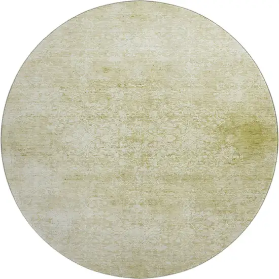 8' Wheat And Ivory Oriental Washable Round Rug With UV Protection Photo 1