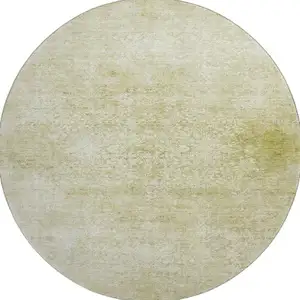 Photo of 8' Wheat And Ivory Oriental Washable Round Rug With UV Protection