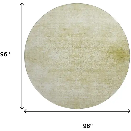 8' Wheat And Ivory Oriental Washable Round Rug With UV Protection Photo 9