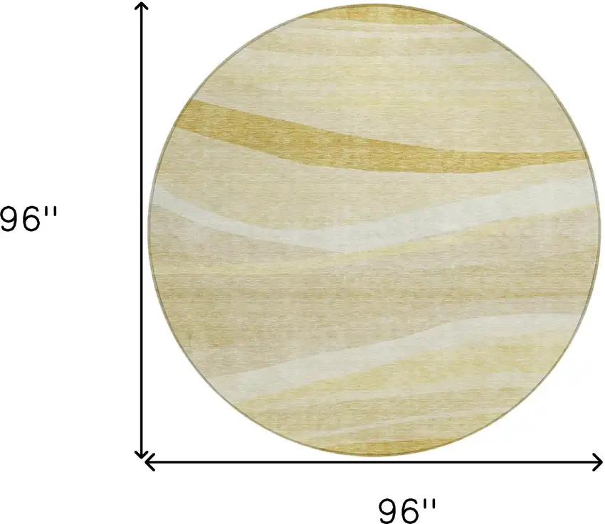 8' Wheat And Ivory Round Abstract Washable Indoor Outdoor Area Rug Photo 9