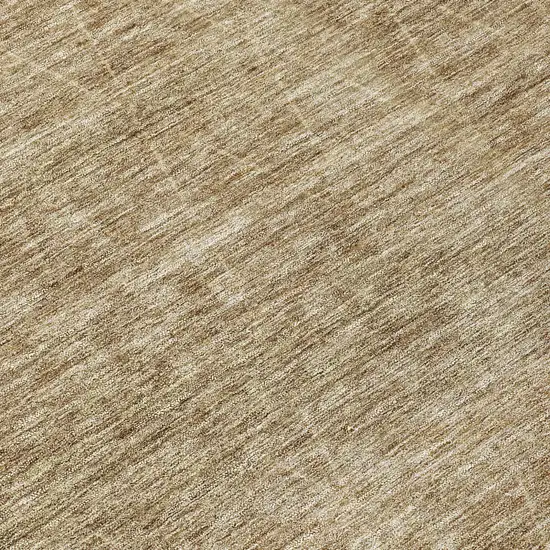 8' Wheat And Ivory Round Geometric Washable Indoor Outdoor Area Rug Photo 7