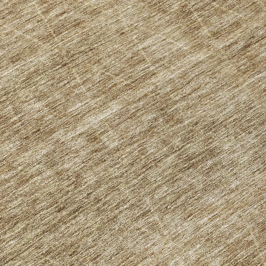 8' Wheat And Ivory Round Geometric Washable Indoor Outdoor Area Rug Photo 7