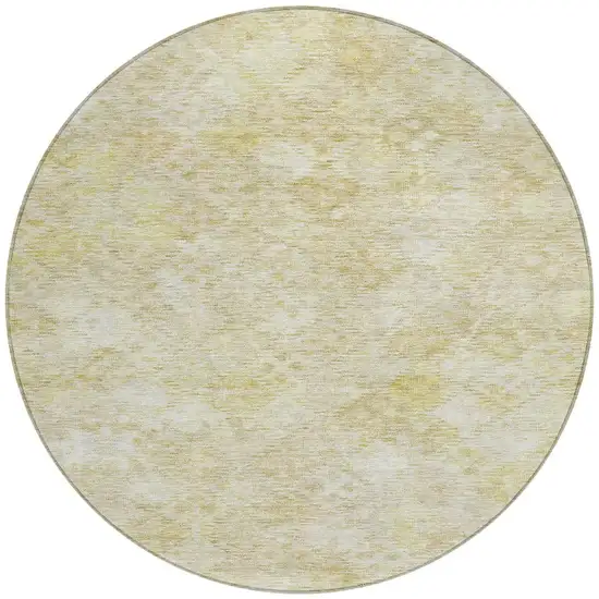 8' Wheat And Light Yellow Round Floral Washable Indoor Outdoor Area Rug Photo 6