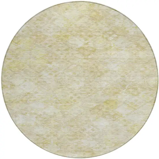 8' Wheat And Light Yellow Round Floral Washable Indoor Outdoor Area Rug Photo 2