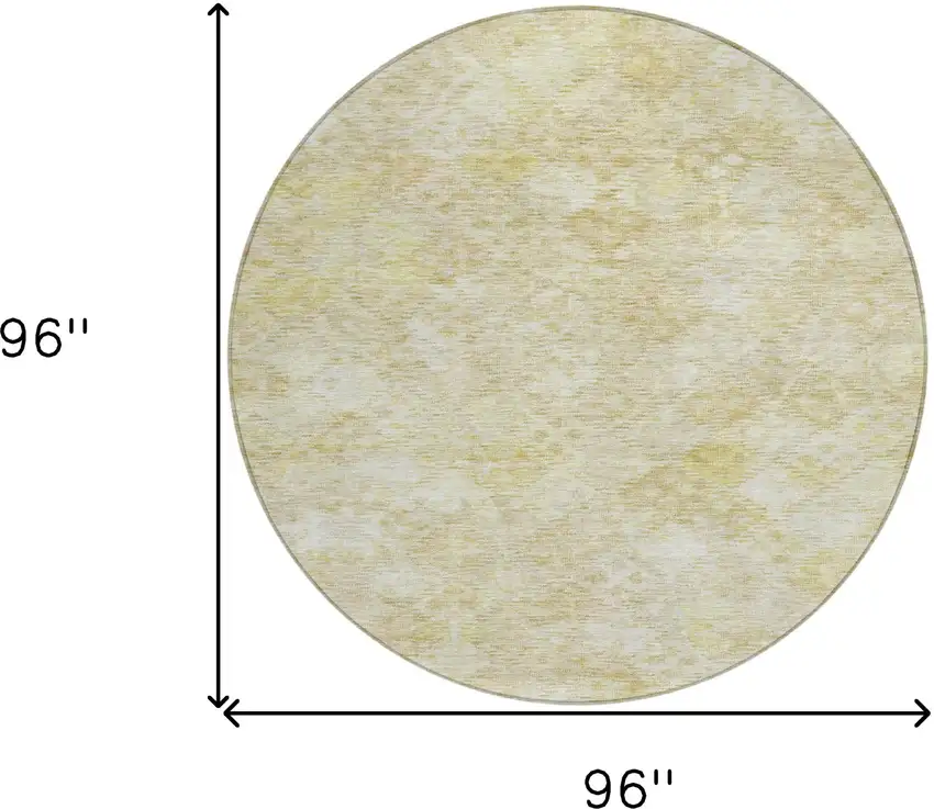 8' Wheat And Light Yellow Round Floral Washable Indoor Outdoor Area Rug Photo 9