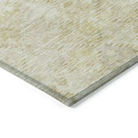 8' Wheat And Light Yellow Round Floral Washable Indoor Outdoor Area Rug Photo 4